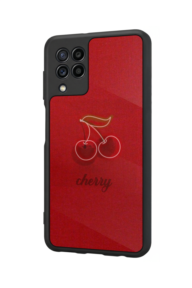 Samsung Galaxy M22 Uyumlu Kiraz Tasarımlı Glossy Premium Kılıf