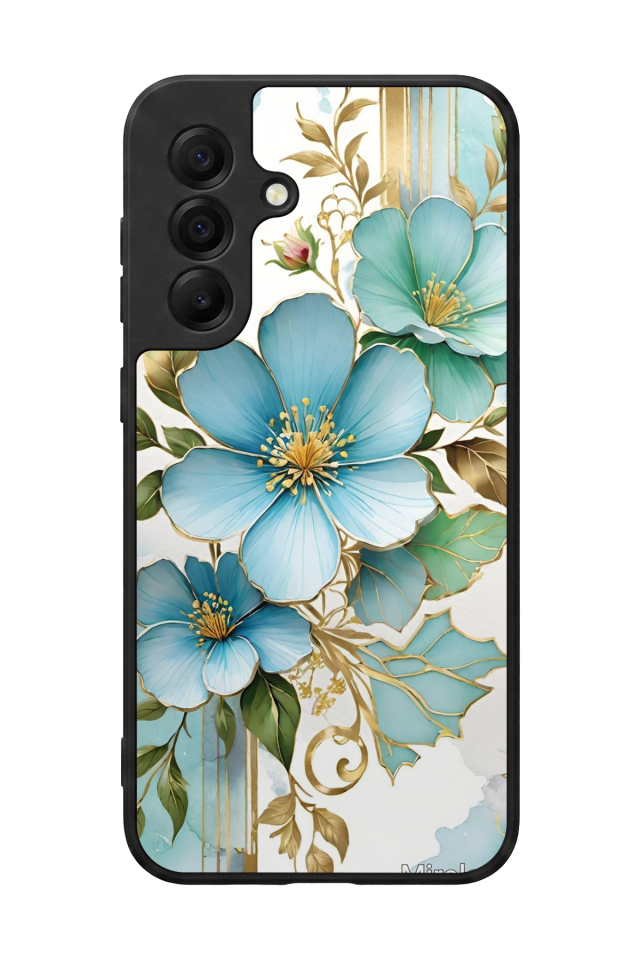 Samsung Galaxy A17 Uyumlu Yaldizli Cicek Tasarımlı Glossy Premium Kılıf