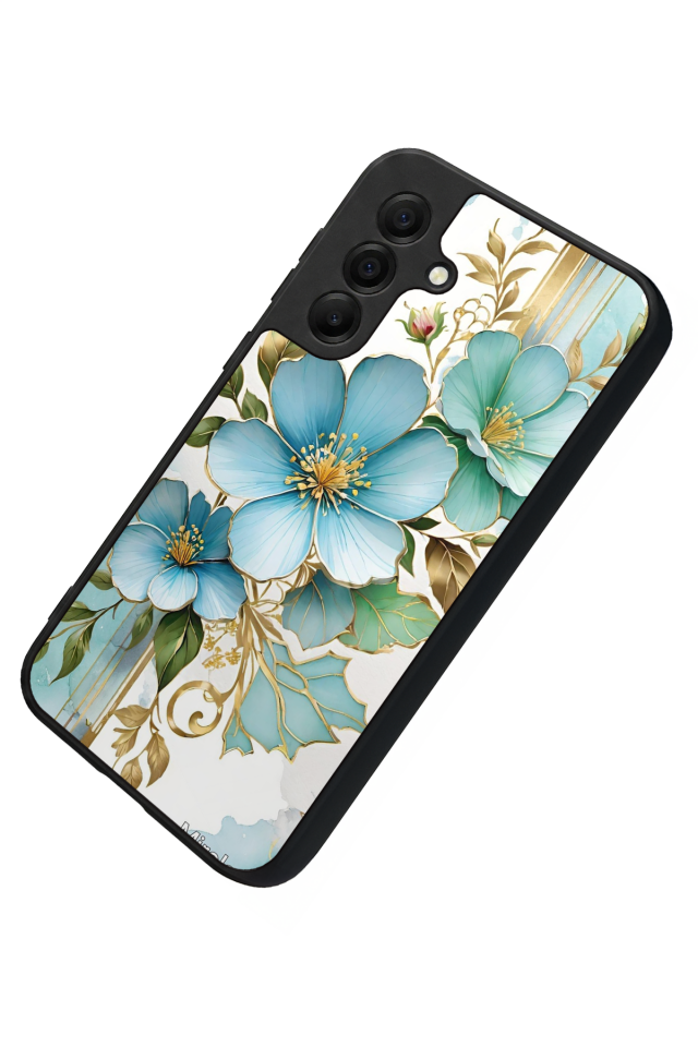Samsung Galaxy A17 Uyumlu Yaldizli Cicek Tasarımlı Glossy Premium Kılıf