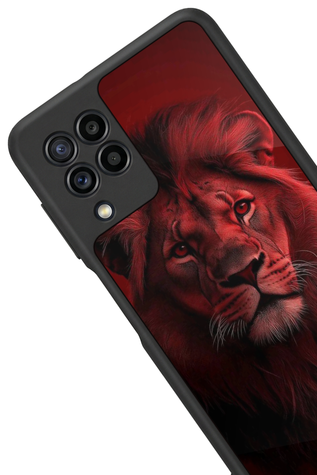 Samsung Galaxy M32 Uyumlu Aslan Tasarımlı Glossy Premium Kılıf
