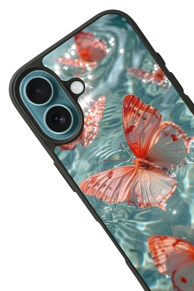 iPhone 16 Plus Uyumlu Kelebek Tasarımlı Glossy Premium Kılıf