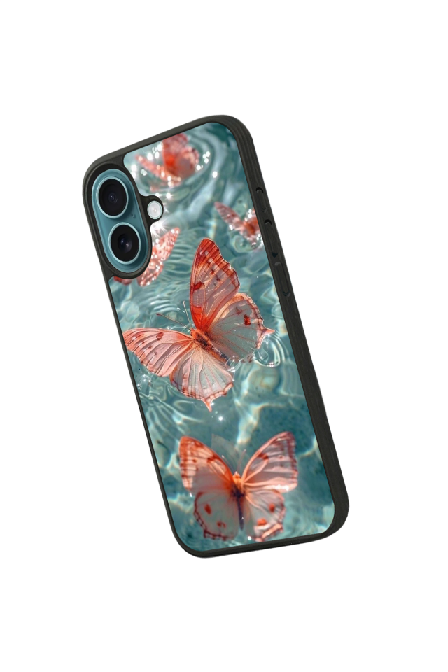 iPhone 16 Plus Uyumlu Kelebek Tasarımlı Glossy Premium Kılıf