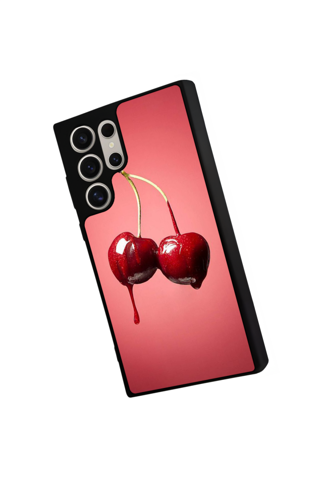 Samsung Galaxy S23 Ultra Uyumlu Kiraz Tasarımlı Glossy Premium Kılıf