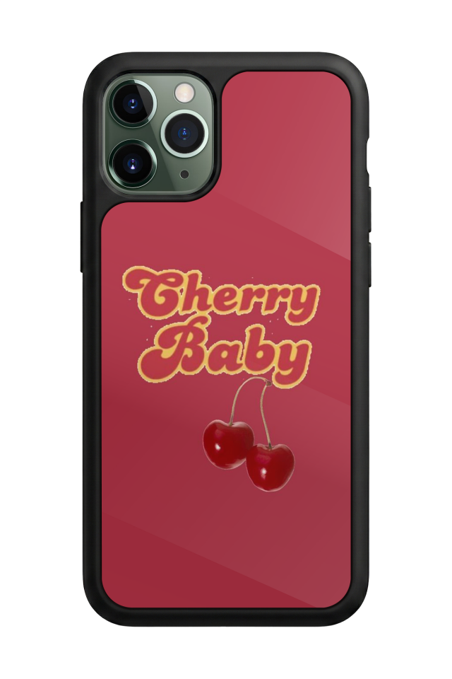 iPhone 11 Pro Uyumlu Kiraz Tasarımlı Glossy Premium Kılıf