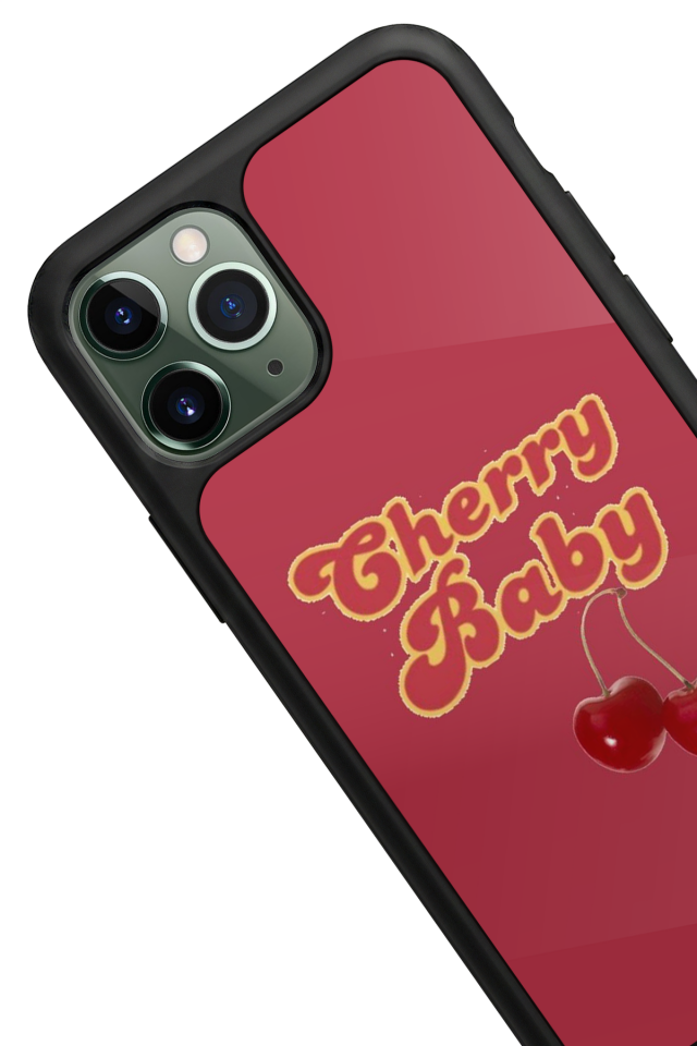 iPhone 11 Pro Uyumlu Kiraz Tasarımlı Glossy Premium Kılıf