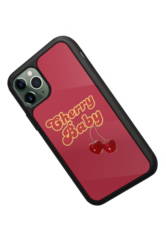 iPhone 11 Pro Uyumlu Kiraz Tasarımlı Glossy Premium Kılıf