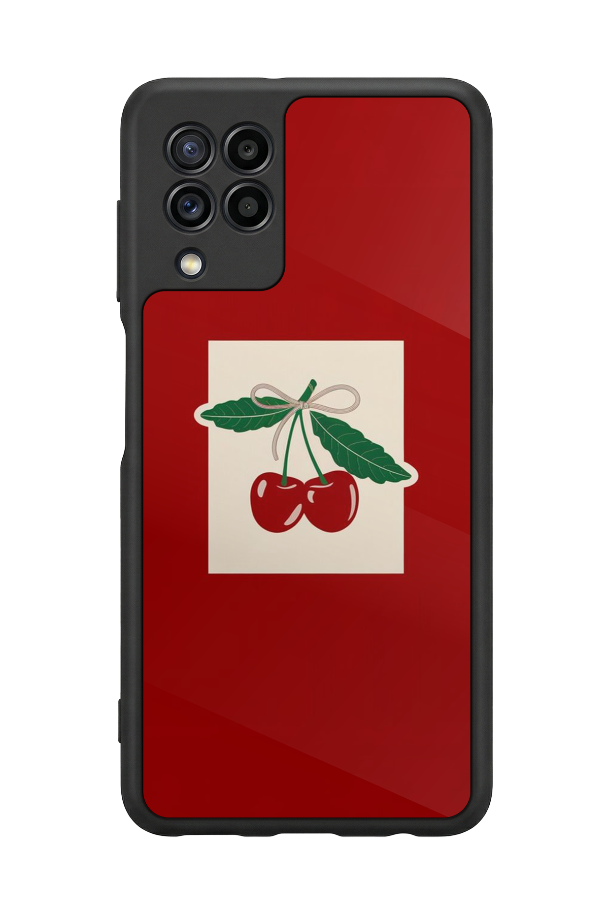 Samsung Galaxy M22 Uyumlu Kiraz Tasarımlı Glossy Premium Kılıf