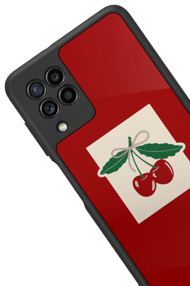 Samsung Galaxy M22 Uyumlu Kiraz Tasarımlı Glossy Premium Kılıf