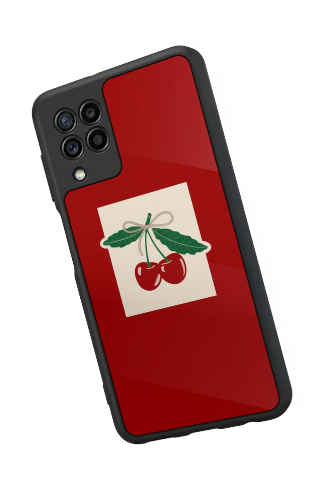 Samsung Galaxy M22 Uyumlu Kiraz Tasarımlı Glossy Premium Kılıf