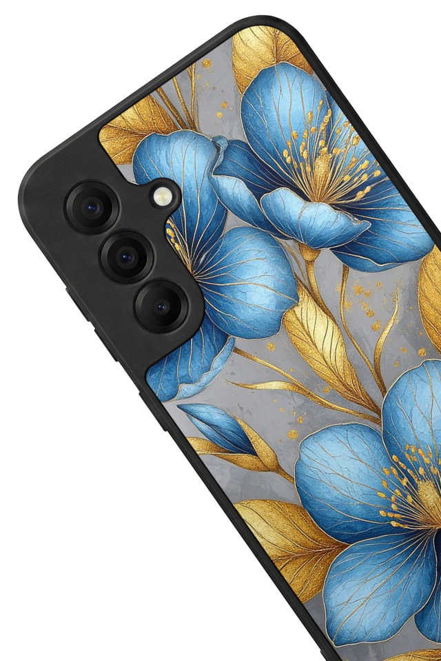 Samsung Galaxy A17 Uyumlu Yaldizli Cicek Tasarımlı Glossy Premium Kılıf