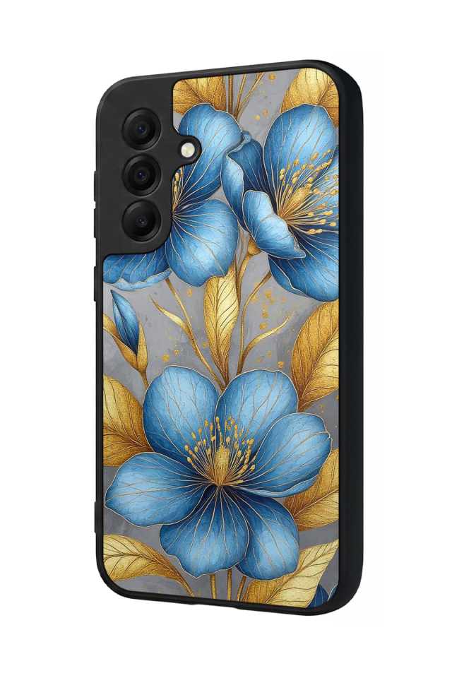 Samsung Galaxy A17 Uyumlu Yaldizli Cicek Tasarımlı Glossy Premium Kılıf