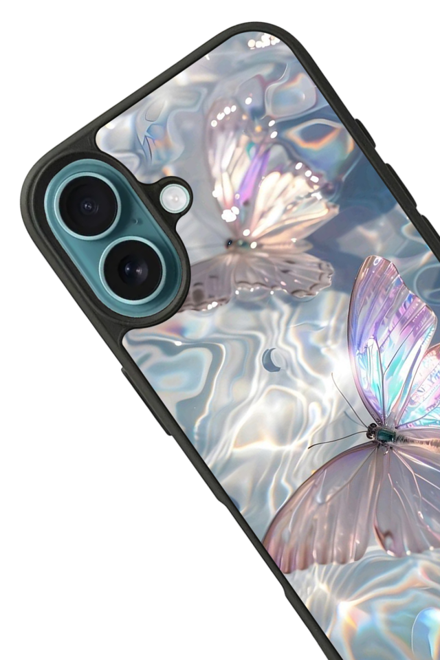 iPhone 16 Plus Uyumlu Kelebek Tasarımlı Glossy Premium Kılıf