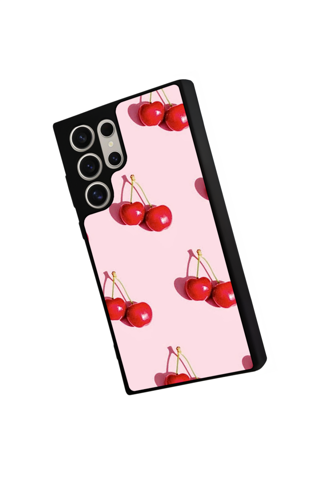Samsung Galaxy S23 Ultra Uyumlu Kiraz Tasarımlı Glossy Premium Kılıf
