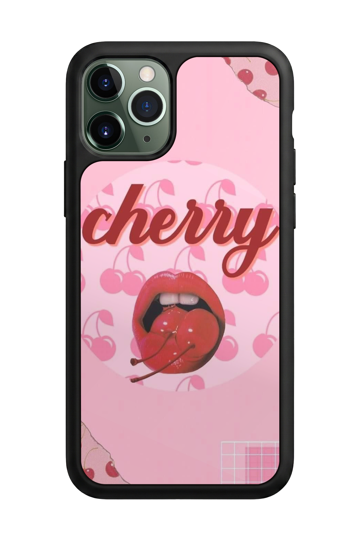 iPhone 11 Pro Uyumlu Kiraz Tasarımlı Glossy Premium Kılıf