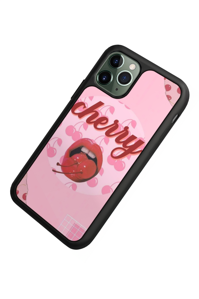 iPhone 11 Pro Uyumlu Kiraz Tasarımlı Glossy Premium Kılıf