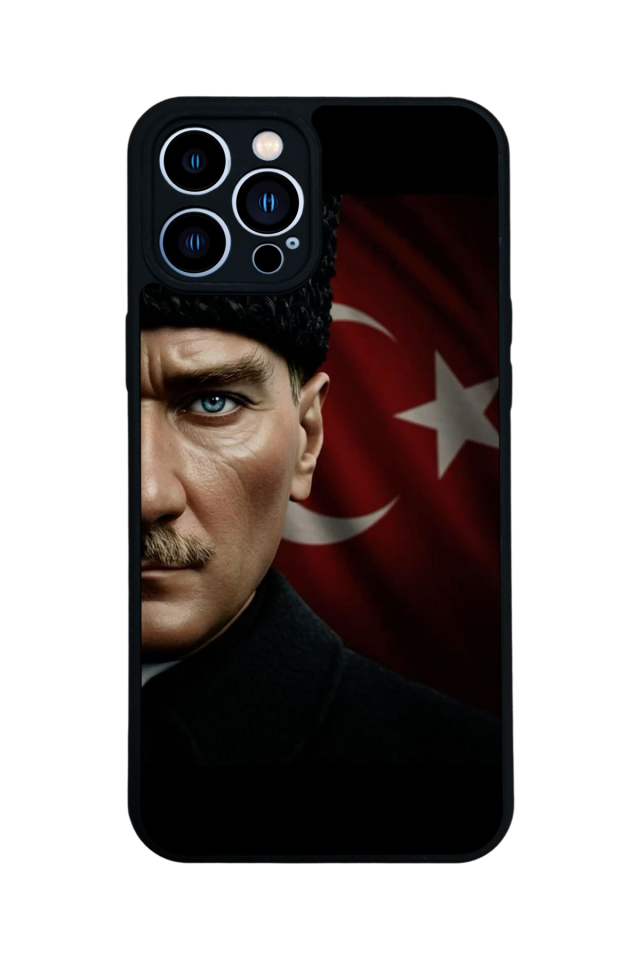 iPhone 13 Pro Max Uyumlu Mustafa Kemal Ataturk Tasarımlı Glossy Premium Kılıf