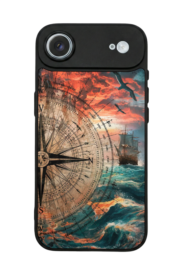 iPhone 17 Air Uyumlu Pusula Tasarımlı Glossy Premium Kılıf