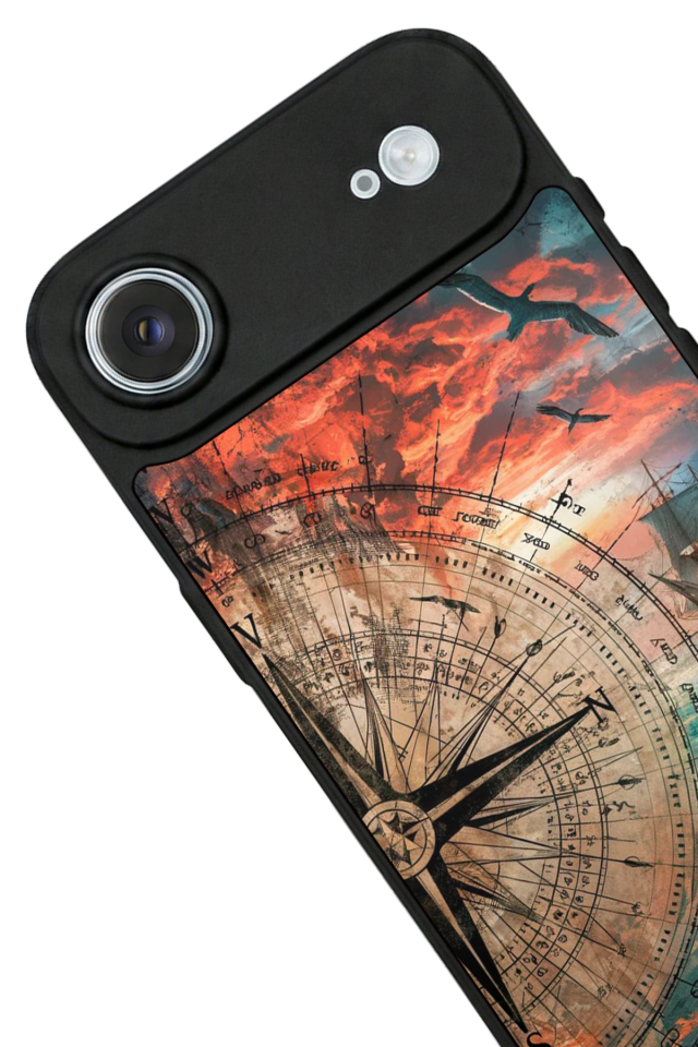 iPhone 17 Air Uyumlu Pusula Tasarımlı Glossy Premium Kılıf