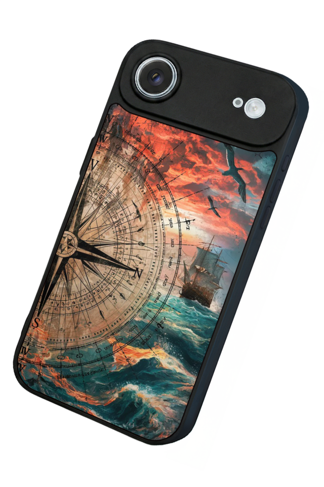 iPhone 17 Air Uyumlu Pusula Tasarımlı Glossy Premium Kılıf
