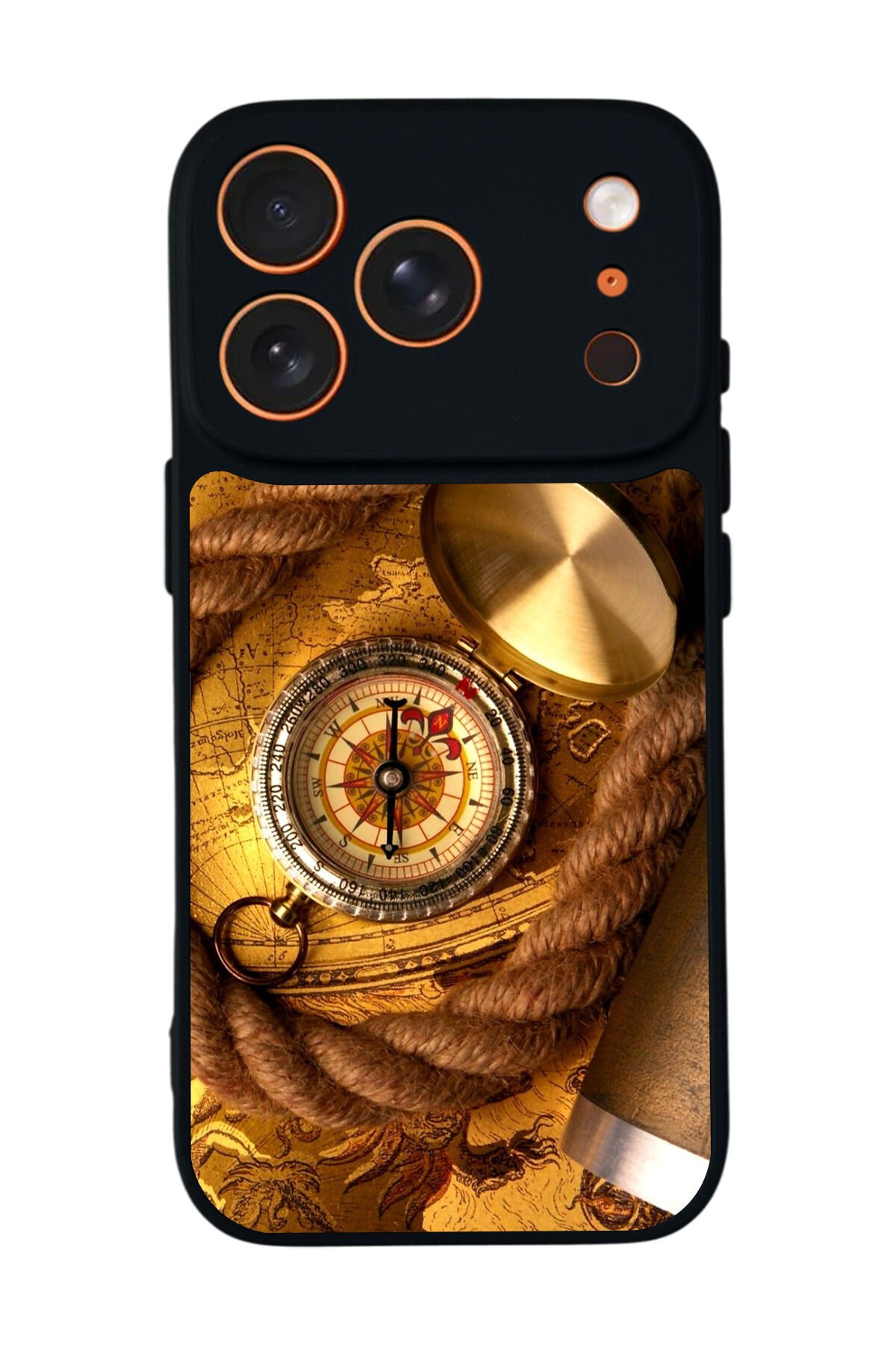 iPhone 17 Pro Max Uyumlu Pusula Tasarımlı Glossy Premium Kılıf