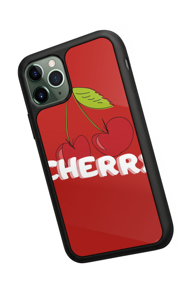 iPhone 11 Pro Uyumlu Kiraz Tasarımlı Glossy Premium Kılıf