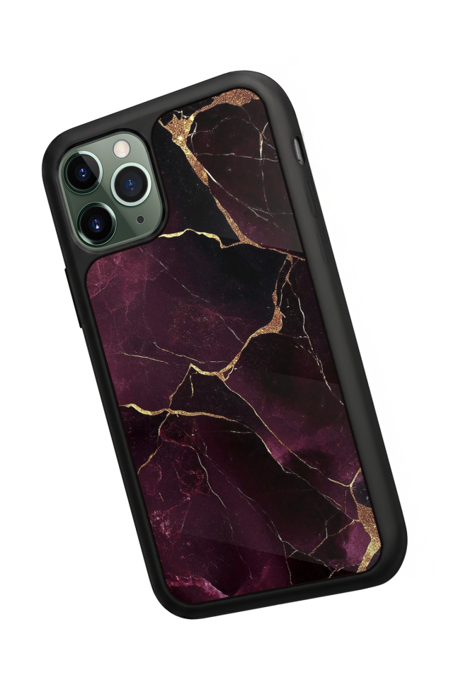 iPhone 11 Pro Max Uyumlu Mermer Marble Tasarımlı Glossy Premium Kılıf