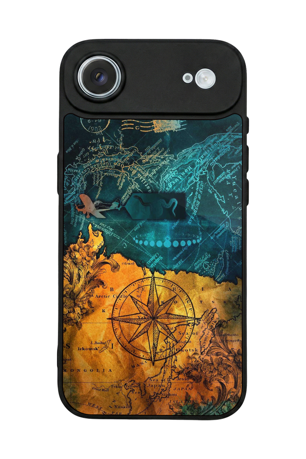 iPhone 17 Air Uyumlu Pusula Tasarımlı Glossy Premium Kılıf