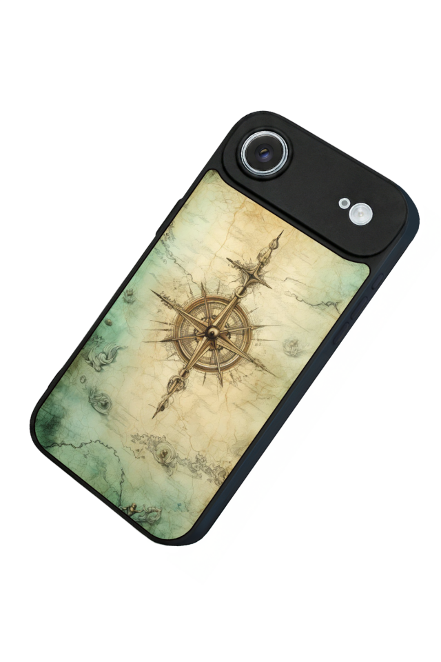 iPhone 17 Air Uyumlu Pusula Tasarımlı Glossy Premium Kılıf