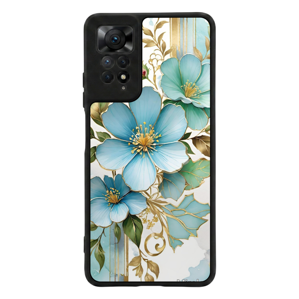Xiaomi Redmi Note 11 Pro Uyumlu Yaldizli Cicek Tasarımlı Glossy Premium Kılıf