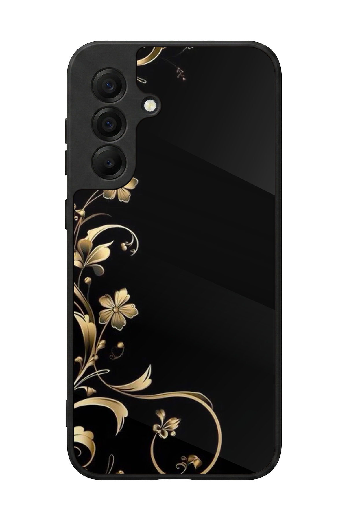 Samsung Galaxy A17 Uyumlu Yaldizli Cicek Tasarımlı Glossy Premium Kılıf