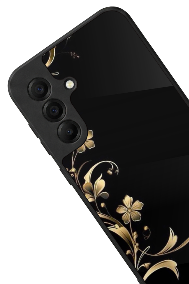 Samsung Galaxy A17 Uyumlu Yaldizli Cicek Tasarımlı Glossy Premium Kılıf