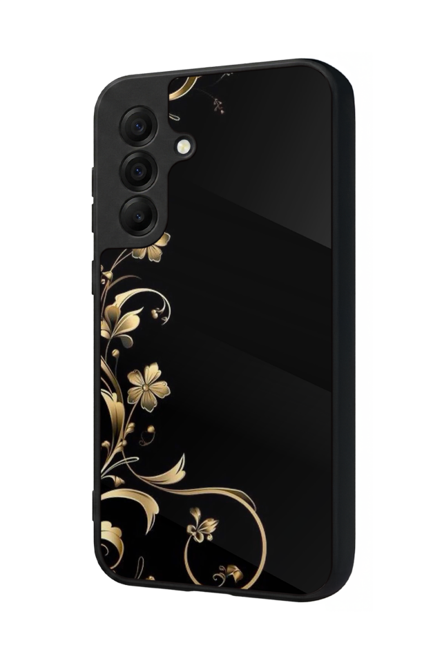 Samsung Galaxy A17 Uyumlu Yaldizli Cicek Tasarımlı Glossy Premium Kılıf