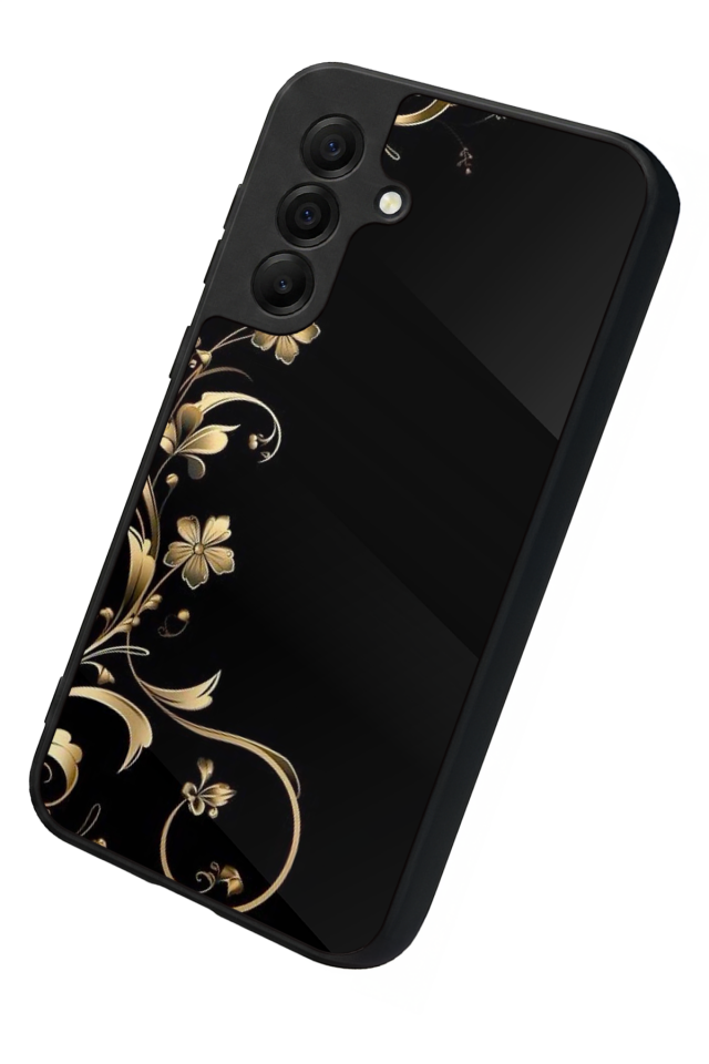 Samsung Galaxy A17 Uyumlu Yaldizli Cicek Tasarımlı Glossy Premium Kılıf