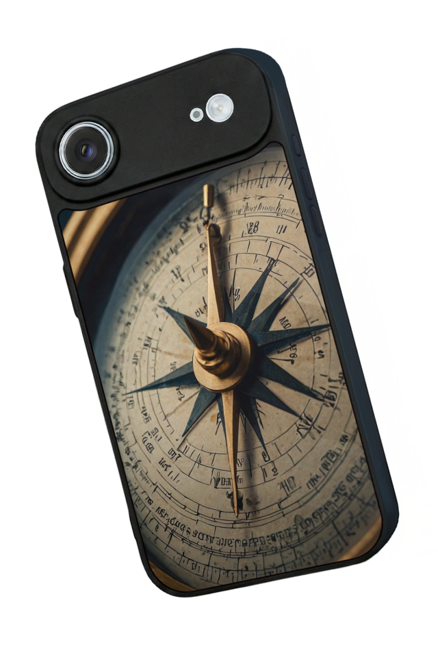 iPhone 17 Air Uyumlu Pusula Tasarımlı Glossy Premium Kılıf
