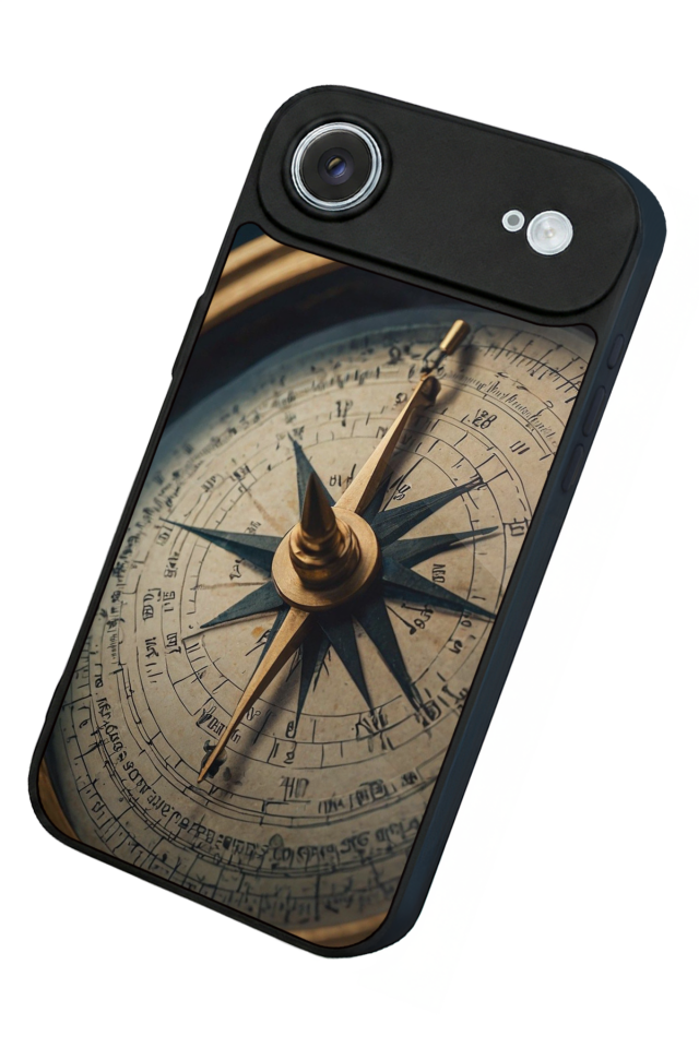 iPhone 17 Air Uyumlu Pusula Tasarımlı Glossy Premium Kılıf
