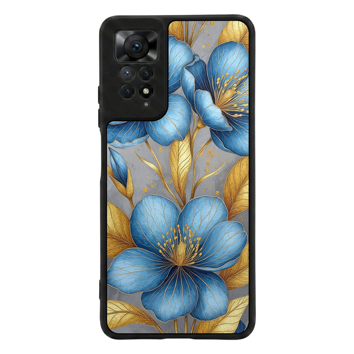 Xiaomi Redmi Note 11 Pro Uyumlu Yaldizli Cicek Tasarımlı Glossy Premium Kılıf