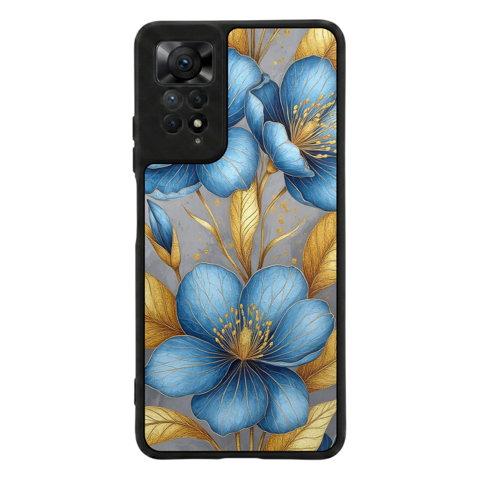 Xiaomi Redmi Note 11 Pro Uyumlu Yaldizli Cicek Tasarımlı Glossy Premium Kılıf