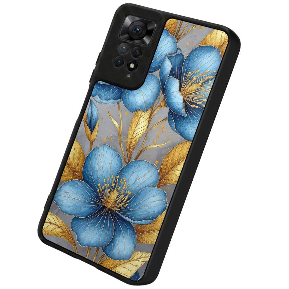 Xiaomi Redmi Note 11 Pro Uyumlu Yaldizli Cicek Tasarımlı Glossy Premium Kılıf
