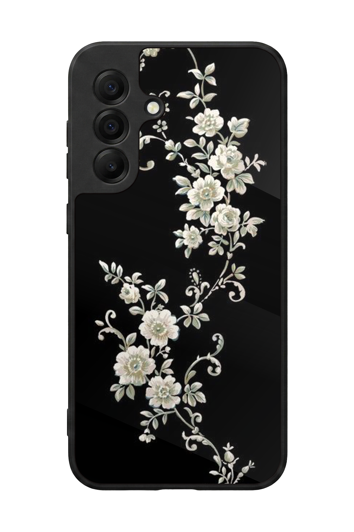 Samsung Galaxy A17 Uyumlu Yaldizli Cicek Tasarımlı Glossy Premium Kılıf