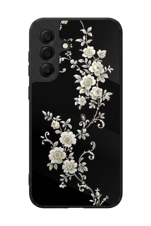 Samsung Galaxy A17 Uyumlu Yaldizli Cicek Tasarımlı Glossy Premium Kılıf