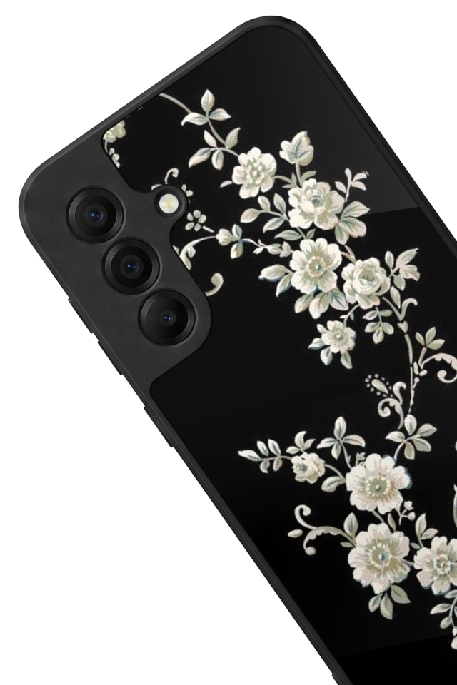 Samsung Galaxy A17 Uyumlu Yaldizli Cicek Tasarımlı Glossy Premium Kılıf