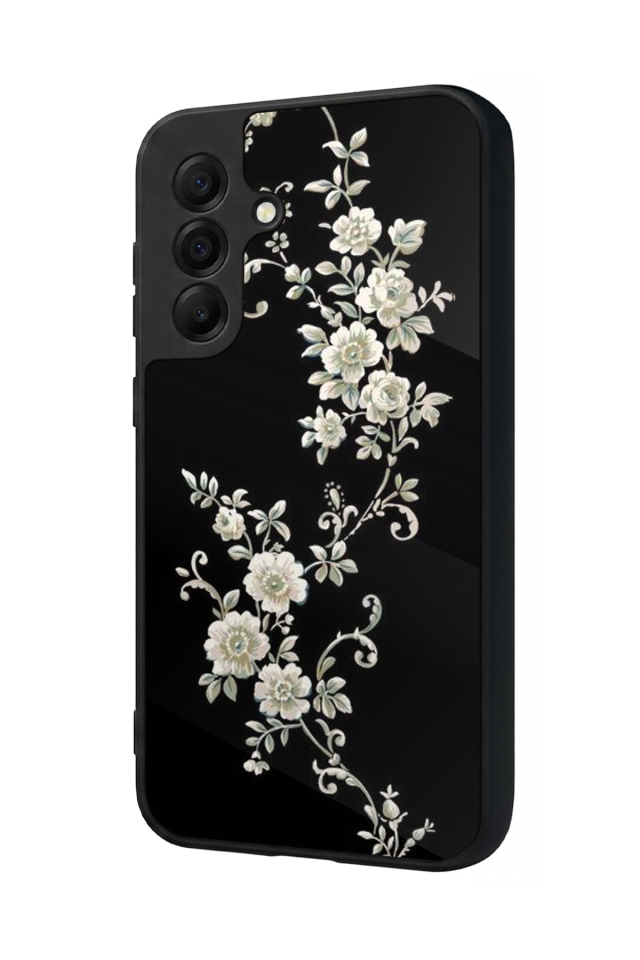 Samsung Galaxy A17 Uyumlu Yaldizli Cicek Tasarımlı Glossy Premium Kılıf