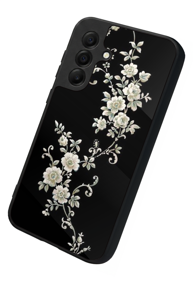 Samsung Galaxy A17 Uyumlu Yaldizli Cicek Tasarımlı Glossy Premium Kılıf
