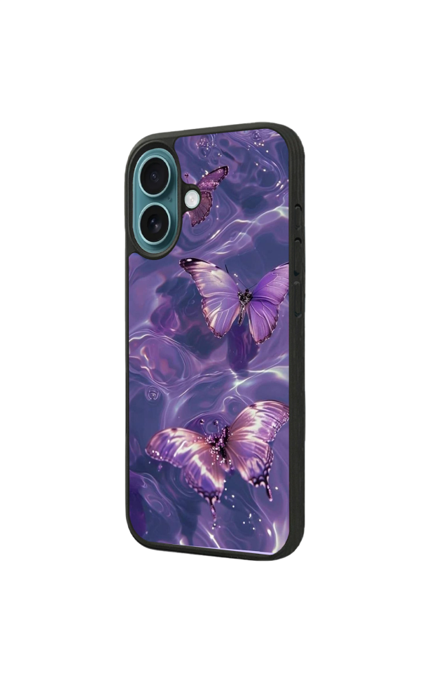 iPhone 16 Plus Uyumlu Kelebek Tasarımlı Glossy Premium Kılıf