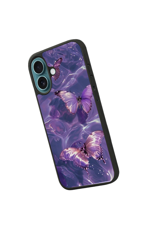 iPhone 16 Plus Uyumlu Kelebek Tasarımlı Glossy Premium Kılıf