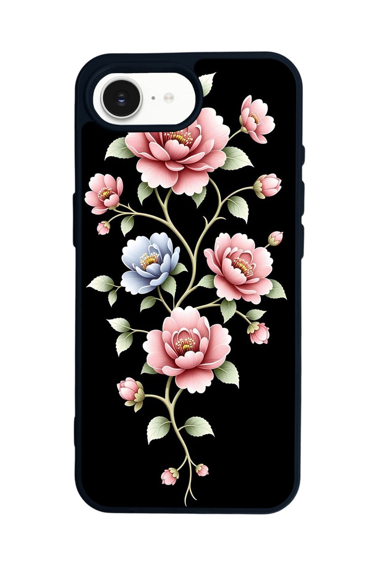 iPhone 16E Uyumlu Yaldizli Cicek Tasarımlı Glossy Premium Kılıf