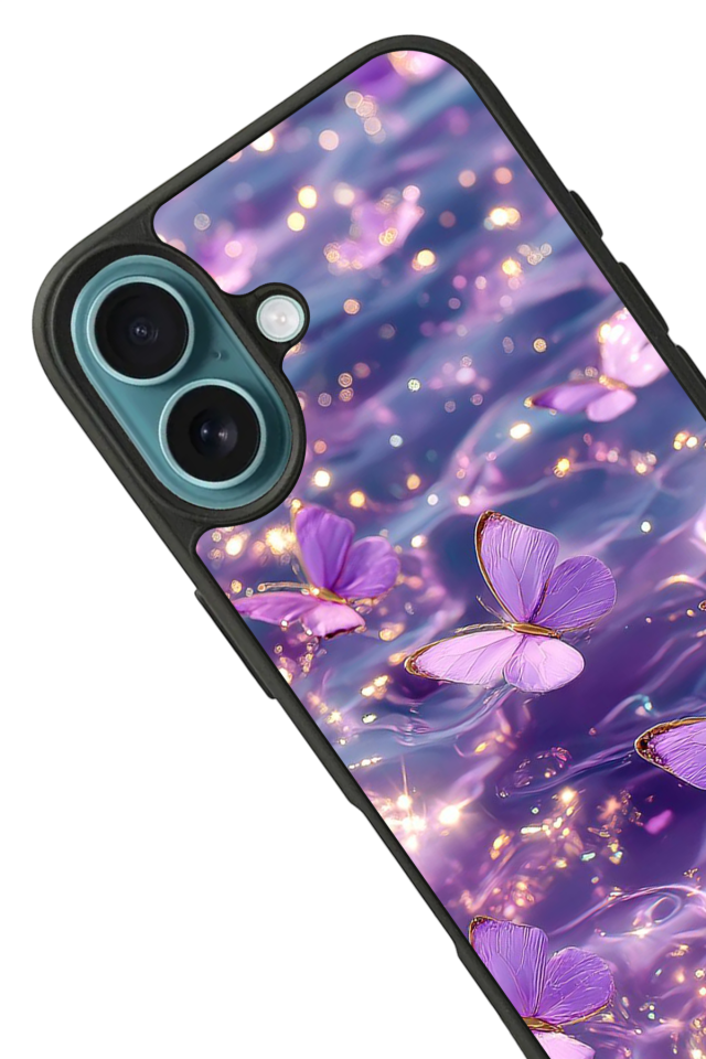 iPhone 16 Plus Uyumlu Kelebek Tasarımlı Glossy Premium Kılıf