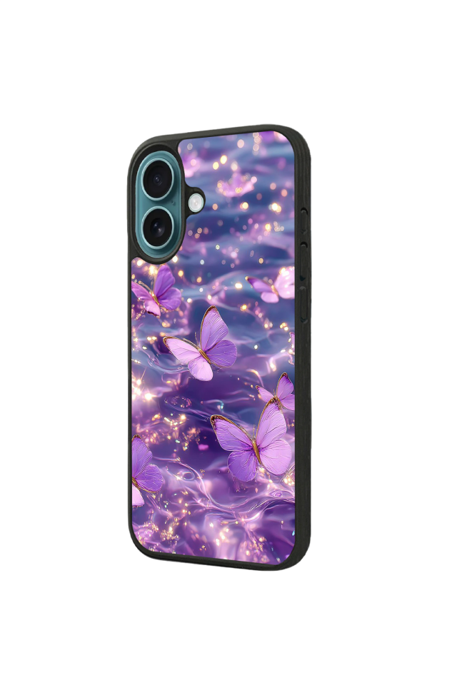 iPhone 16 Plus Uyumlu Kelebek Tasarımlı Glossy Premium Kılıf