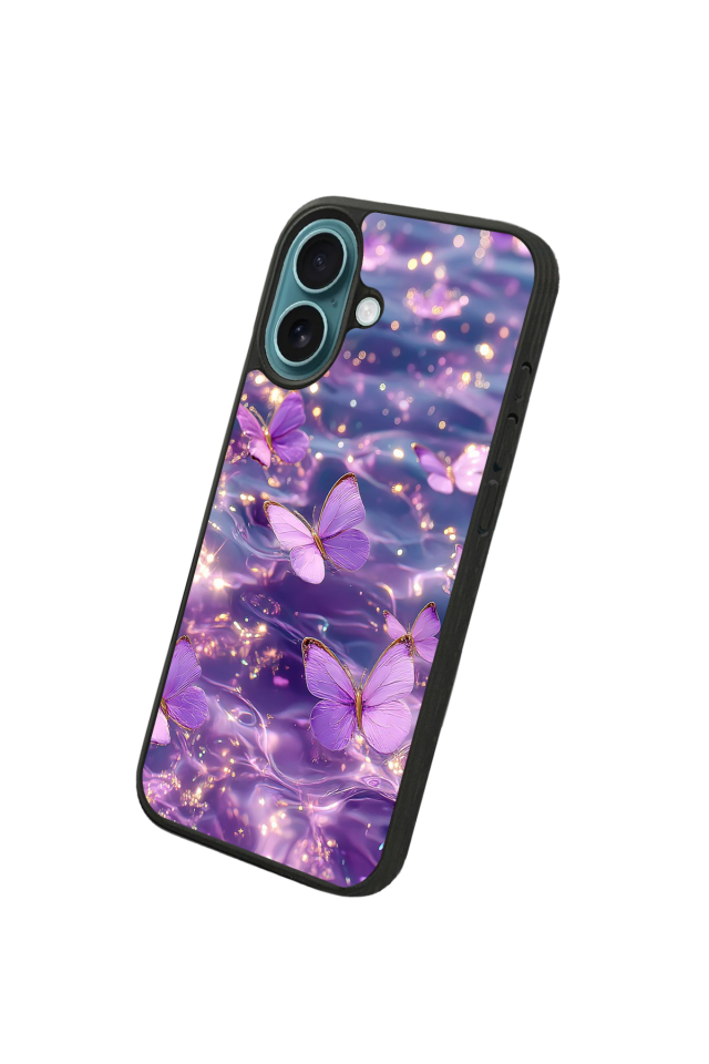 iPhone 16 Plus Uyumlu Kelebek Tasarımlı Glossy Premium Kılıf