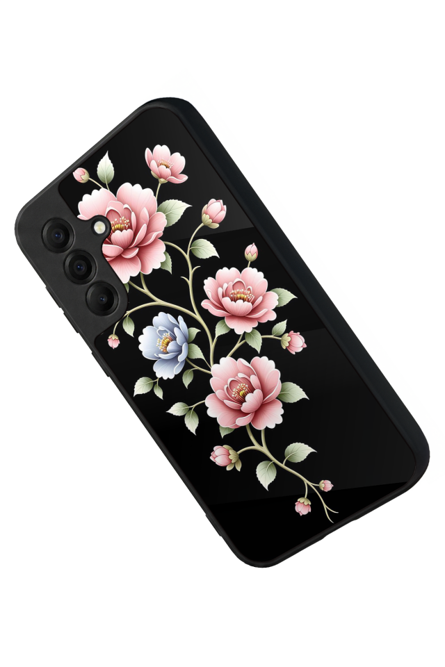 Samsung Galaxy A17 Uyumlu Yaldizli Cicek Tasarımlı Glossy Premium Kılıf